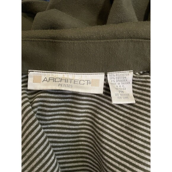 Architect Cardigan Sweater Womens Petites Medium Green Snap Button Pocket Collar - Picture 8 of 9
